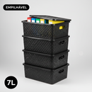 Kit Com 3 Cesto Caixa Organizadora Rattan Com Tampa 7 Litros Preto