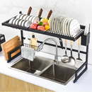 haosin Kitchen Escorredor Rack Aço Inoxidável 65cm Ajustável Organizador Louça Preto Suspenso Modular Cozinha