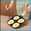 Frigideira Multifuncional Antiaderente 4 em 1 Ovos Hambúrguer Omelete Com Alça De Madeira