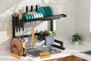 haosin Kitchen Escorredor Rack Aço Inoxidável 65cm Ajustável Organizador Louça Preto Suspenso Modular Cozinha