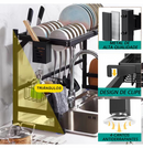 haosin Kitchen Escorredor Rack Aço Inoxidável 65cm Ajustável Organizador Louça Preto Suspenso Modular Cozinha