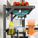 haosin Kitchen Escorredor Rack Aço Inoxidável 65cm Ajustável Organizador Louça Preto Suspenso Modular Cozinha