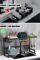 haosin Kitchen Escorredor Rack Aço Inoxidável 65cm Ajustável Organizador Louça Preto Suspenso Modular Cozinha