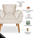 Kit poltrona mais puff deluxo pes palito em suede bege