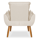 Kit poltrona mais puff deluxo pes palito em suede bege