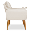 Kit poltrona mais puff deluxo pes palito em suede bege