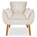 Kit poltrona mais puff deluxo pes palito em suede bege