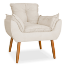 Kit poltrona mais puff deluxo pes palito em suede bege
