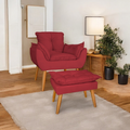 Kit poltrona mais puff deluxo pes palito em suede bege