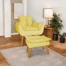 Kit poltrona mais puff deluxo pes palito em suede bege