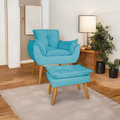 Kit poltrona mais puff deluxo pes palito em suede bege
