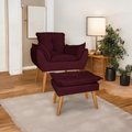Kit poltrona mais puff deluxo pes palito em suede bege