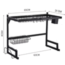 haosin Kitchen Escorredor Rack Aço Inoxidável 65cm Ajustável Organizador Louça Preto Suspenso Modular Cozinha