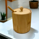Saleiro Açucareiro Pote Para Café Em Bambu Sustentável Com Colher E Tampa 220ml