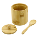 Saleiro Açucareiro Pote Para Café Em Bambu Sustentável Com Colher E Tampa 220ml