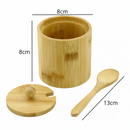 Saleiro Açucareiro Pote Para Café Em Bambu Sustentável Com Colher E Tampa 220ml
