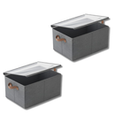 Caixa Organizadora Dobrável Premium 35L com Tampa Transparente – Grande, Resistente e Empilhável para Roupas, Cobertores e Organização da Casa