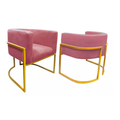 Poltrona Luana Estofada Moderna | Cadeira Decorativa para Sala, Escritório, Clínica e Recepção em Suede com Base Metálica