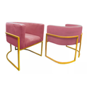 Poltrona Luana Estofada Moderna | Cadeira Decorativa para Sala, Escritório, Clínica e Recepção em Suede com Base Metálica