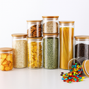 Kit com 9 ou 13 Potes Herméticos de Vidro com Tampa de Bambu | Organizador para Mantimentos e Alimentos na Cozinha