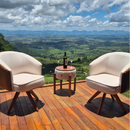 Poltrona Giratória Premium Decorativa Escritório Recepção Luxo - Courino com Linho