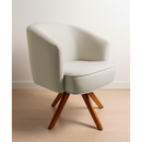 Poltrona Giratória Premium Decorativa Escritório Recepção Luxo - Courino com Linho