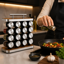 Porta Temperos 16 Potes Vidro 80ml com Tampa Inox Vedação Hermética Organizador de Condimentos Supor