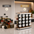 Porta Temperos 16 Potes Vidro 80ml com Tampa Inox Vedação Hermética Organizador de Condimentos Supor