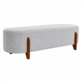 Recamier Orgânico Maya Bouclê Bege | Banco Decorativo para Quarto, Sala e Hall com Design Contemporâneo