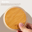 Kit Potes de 200ml em Vidro Borossilicato C/ Tampa de Bambu para Mantimentos, Temperos, Café, Grãos, Cozinha Organiza