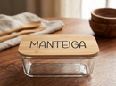 Pote Hermético Vidro e Tampa de Bambu (370 ml) Manteiga