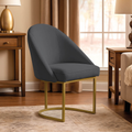 Poltrona Cadeira para Sala Base de Metal Dourada Orgânica Industrial Suede Clínica Recepção