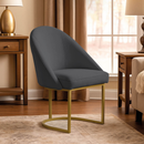 Poltrona Cadeira para Sala Base de Metal Dourada Orgânica Industrial Suede Clínica Recepção