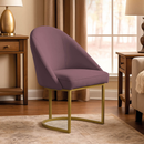 Poltrona Cadeira para Sala Base de Metal Dourada Orgânica Industrial Suede Clínica Recepção