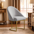 Poltrona Cadeira para Sala Base de Metal Dourada Orgânica Industrial Suede Clínica Recepção