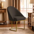 Poltrona Cadeira para Sala Base de Metal Dourada Orgânica Industrial Suede Clínica Recepção