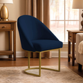 Poltrona Cadeira para Sala Base de Metal Dourada Orgânica Industrial Suede Clínica Recepção