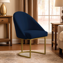 Poltrona Cadeira para Sala Base de Metal Dourada Orgânica Industrial Suede Clínica Recepção