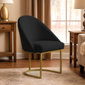Poltrona Cadeira para Sala Base de Metal Dourada Orgânica Industrial Suede Clínica Recepção
