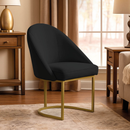 Poltrona Cadeira para Sala Base de Metal Dourada Orgânica Industrial Suede Clínica Recepção