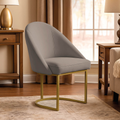 Poltrona Cadeira para Sala Base de Metal Dourada Orgânica Industrial Suede Clínica Recepção