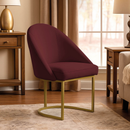 Poltrona Cadeira para Sala Base de Metal Dourada Orgânica Industrial Suede Clínica Recepção