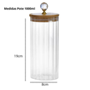 Pote Hermético de Vidro Canelado com Tampa de Bambu | Porta Mantimentos com Vedação (550ml, 650ml ou 1L)